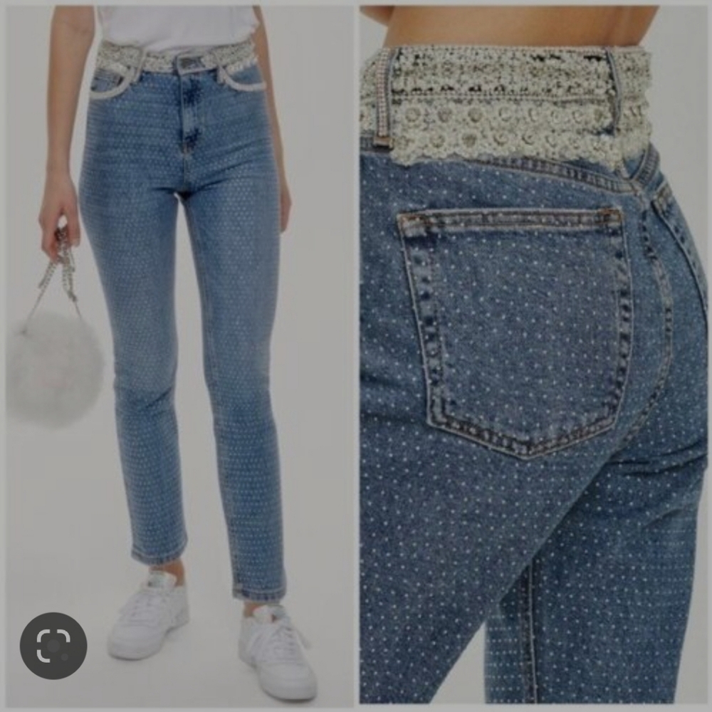NWOT Rhinestone Topshop Moto Jeans
